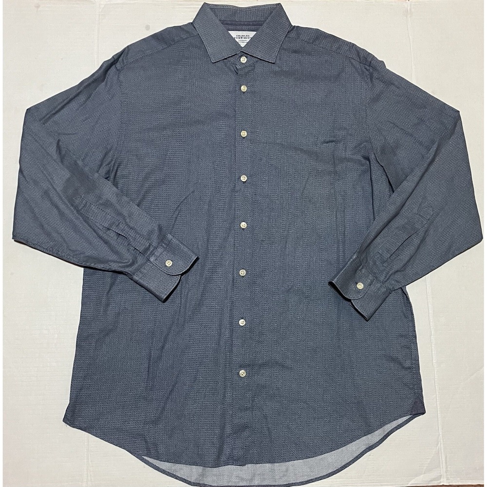 CHARLES TYRWHITT‎ MENS  Cotton Dress SHIRT Size  17/35 Classic FIT BLUE